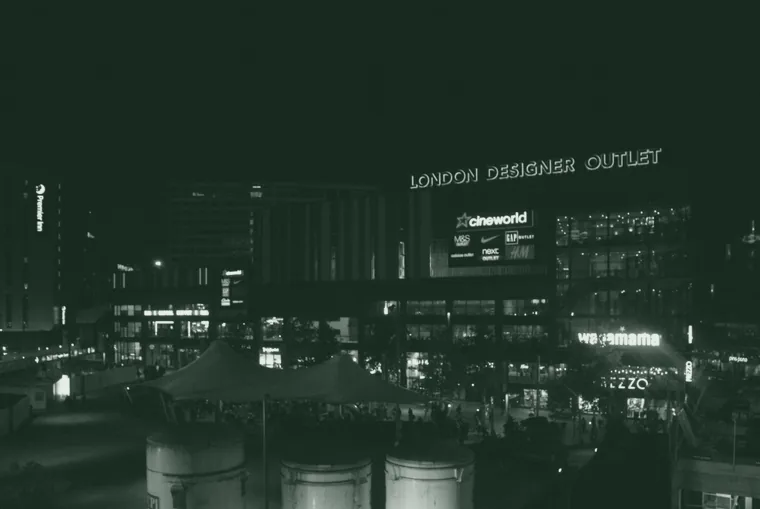 The London Designer Outlet seen from the walkway around Wembley Stadium